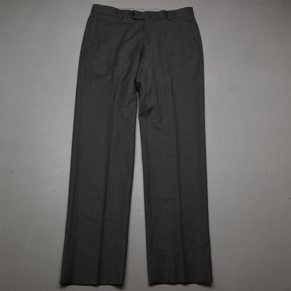 Samuelsohn 32x32 Heather Gray Super 130s Wool Flat Front Straight Dress Pants